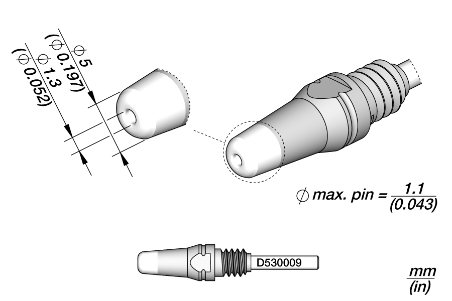 D530009 - Through-hole Desoldering Ø 1.3 x Ø 5 S1